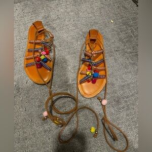 Size 7 lace up boho shoes